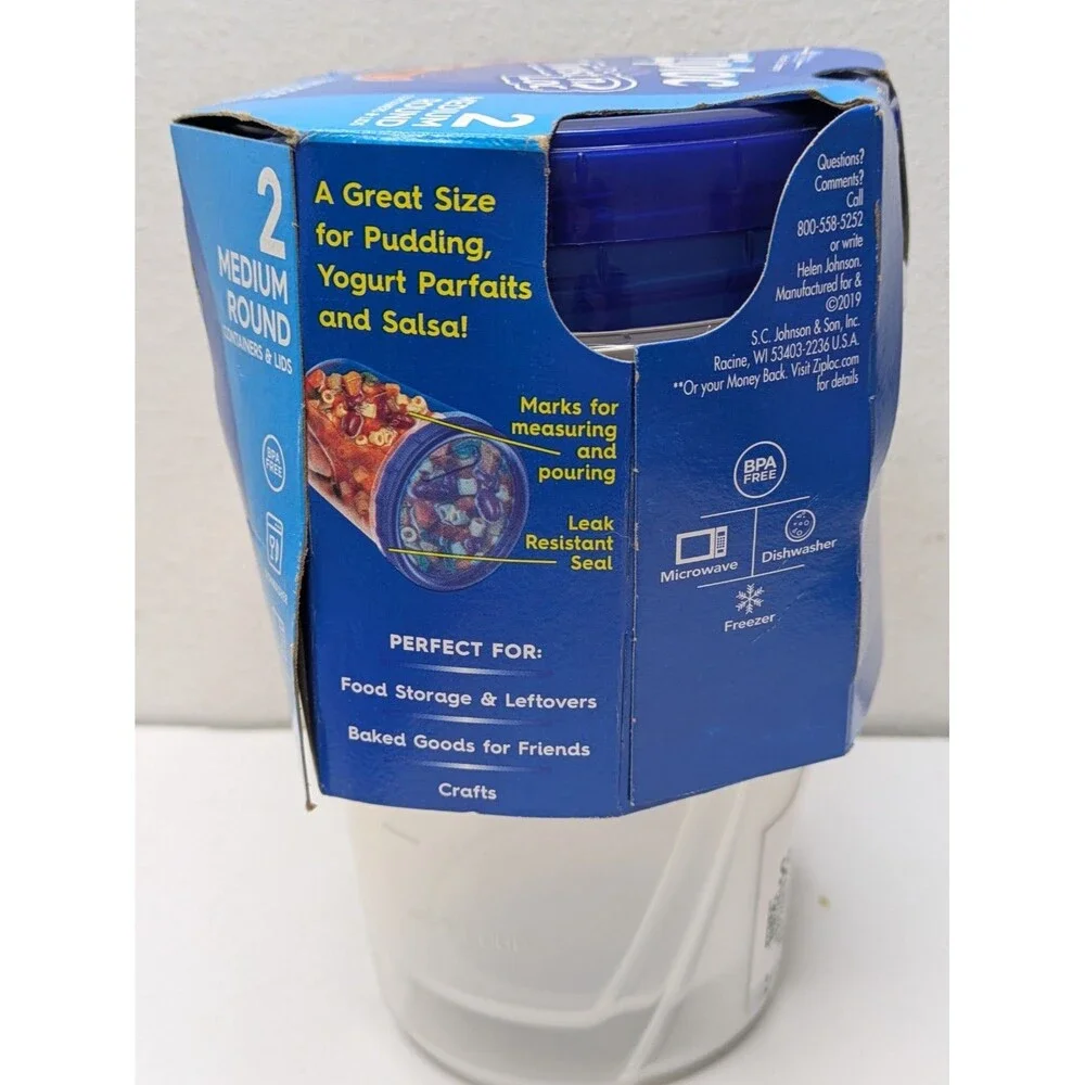 Ziploc Twist n Loc 32oz 1Qt Medium Round Food Storage 2pk NEW Discontinued